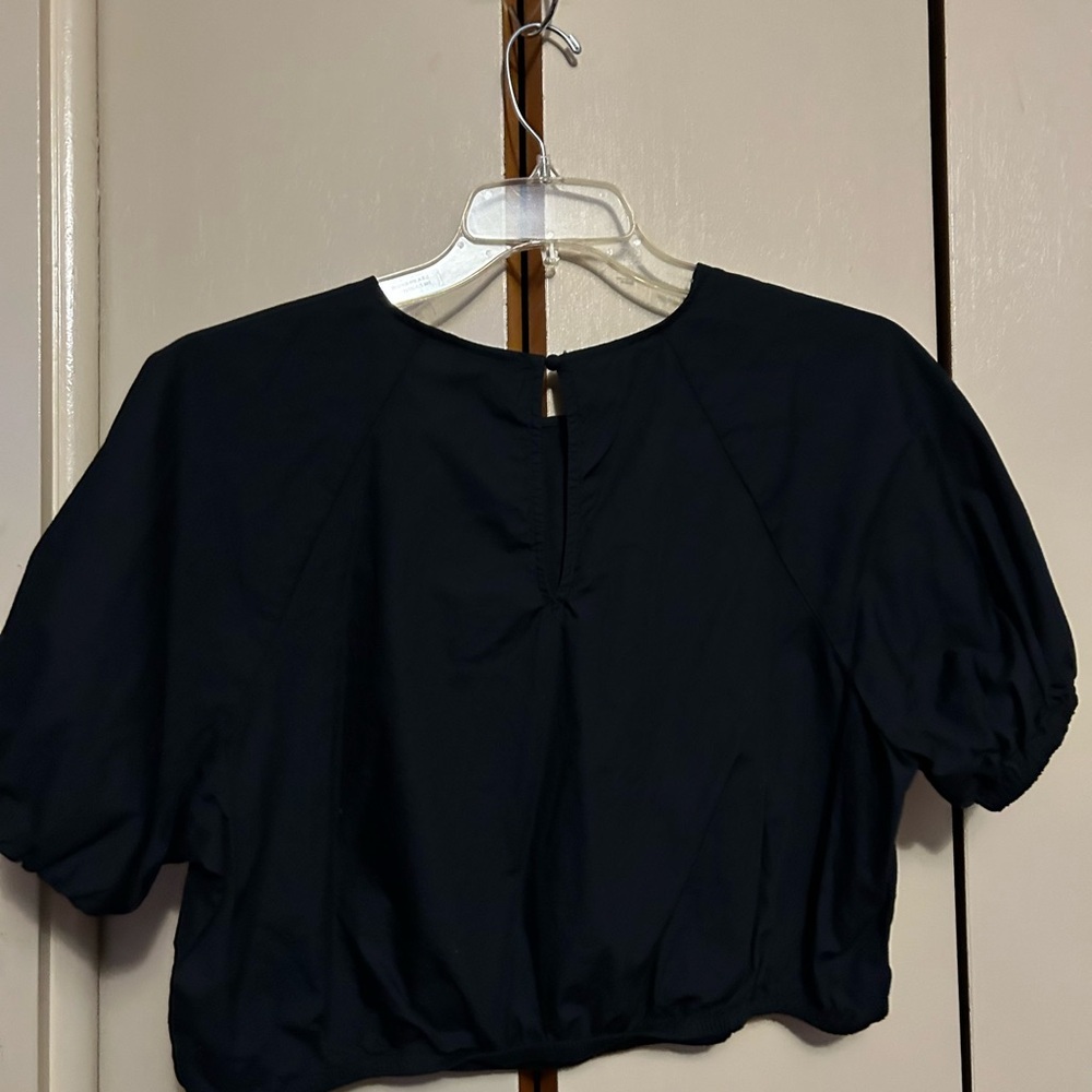 A New Day Black Boxy Crop Blouse - Picture 3 of 5